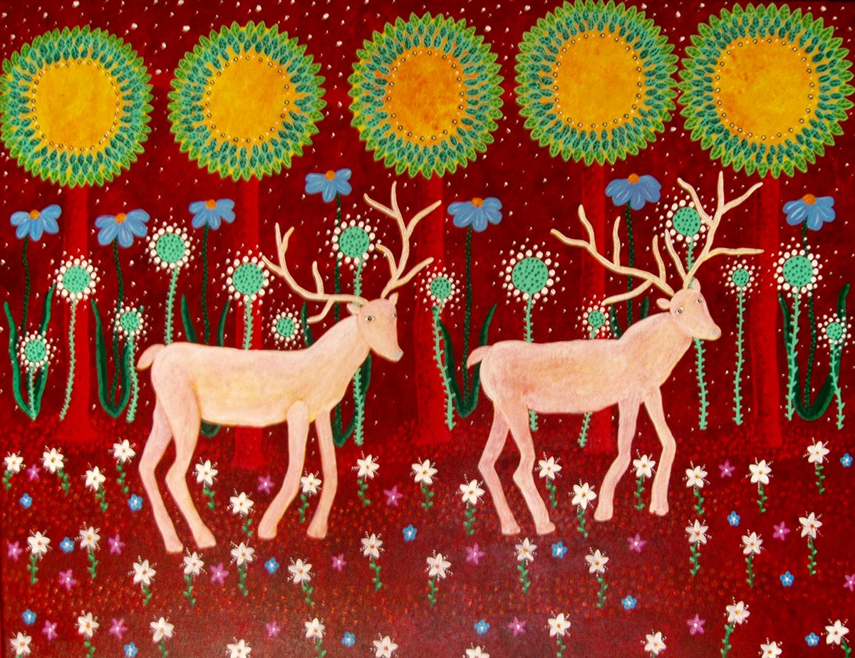 Night in the forest, SOLD, 70 x 90 cm, acrylic on canvas